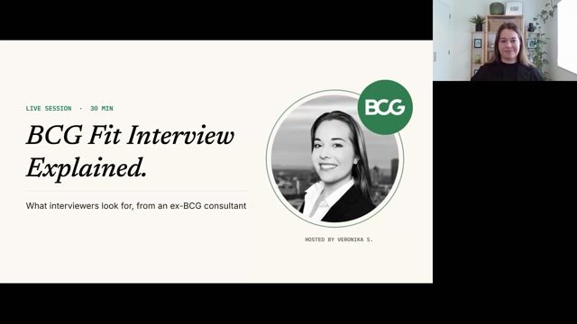 BCG Fit Interview Explained: What Interviewers Look For [10/15/2026] (Recording)