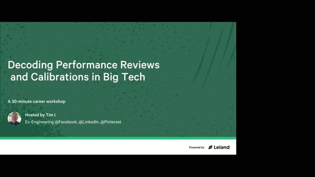 Decoding Tech Performance Reviews [8/27/2026] (Recording)
