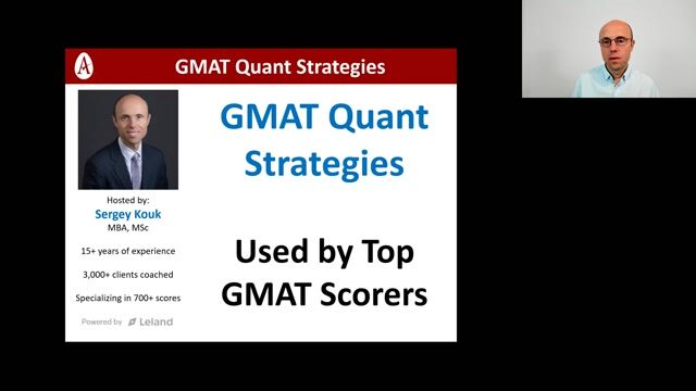 GMAT Quant Strategies for 90%+ Scores [8/26/2026] (Recording)