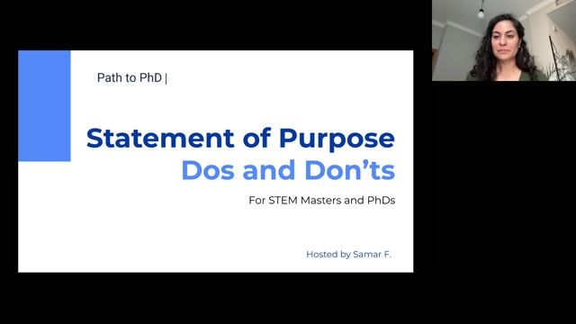 Statement of Purpose Dos and Don'ts for STEM Masters & PhDs  [8/6/2026] (Recording)