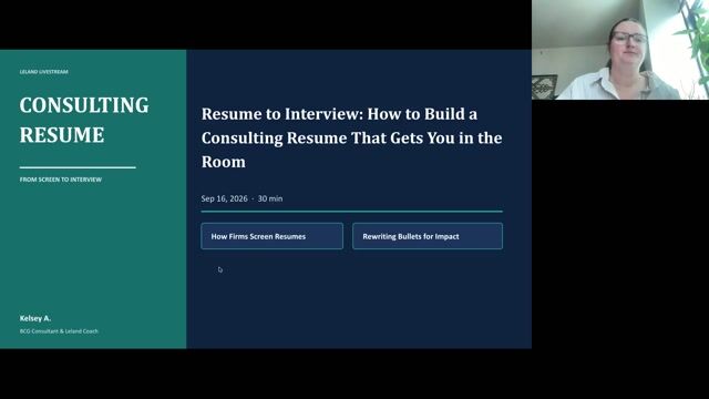 Resume to Interview: How to Build a Consulting Resume That Gets You in the Room [9/16/2026] (Recording)
