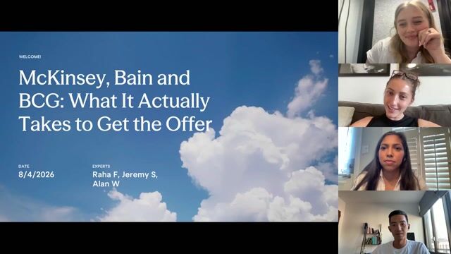 McKinsey, Bain and BCG: What It Actually Takes to Get the Offer [8/4/2026] (Recording)
