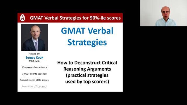 GMAT Strategies for Deconstructing Critical Reasoning Arguments [10/7/2026] (Recording)