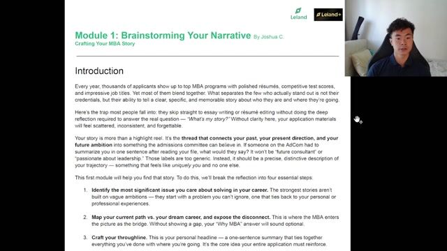 Introduction to MBA Narrative Brainstorming