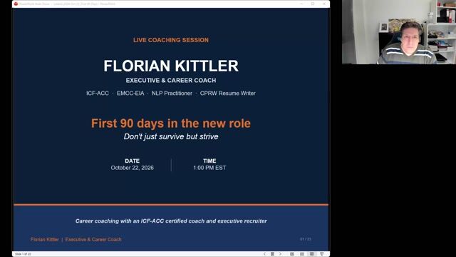 The first 90 days in the new role: Don't just survive, but strive.  [10/22/2026] (Recording)