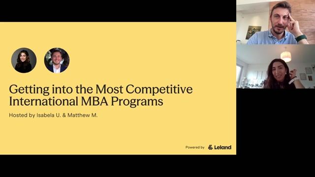 Getting into the Most Competitive International MBA Programs  [8/28/2026] (Recording)