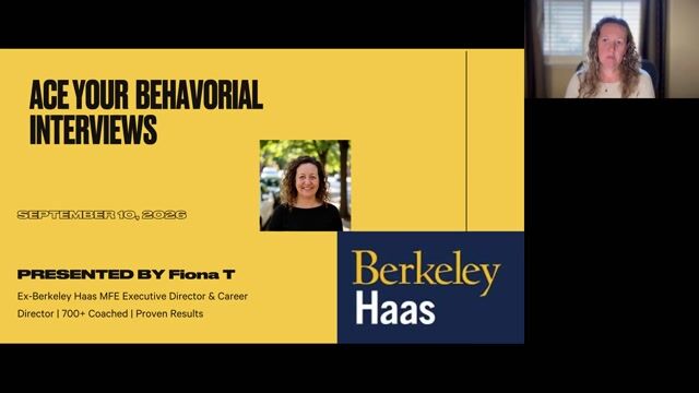 Ace your Behavioral Interviews! [10/26/2026] (Recording)