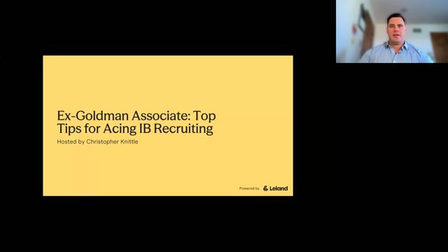 Ex-Goldman Associate: Top Tips for Acing IB Recruiting [10/21/2026] (Recording)