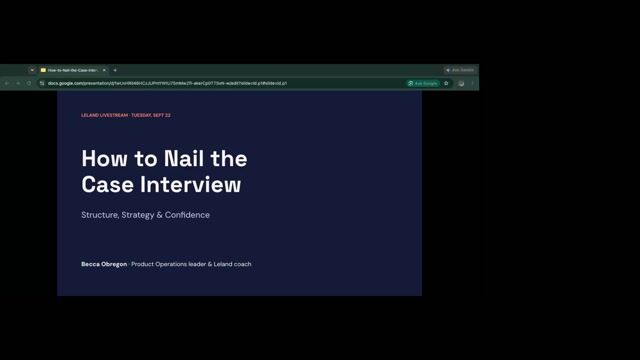 How to Nail the Case Interview: Structure, Strategy & Confidence [9/22/2026] (Recording)