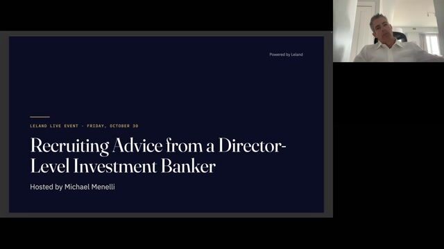 Recruiting Advice From a Current IB Director [10/30/2026] (Recording)